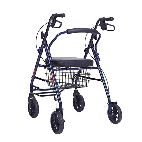 CHENJIA Carro, multifunción Viejo Hombre Carretilla Plegable de carros, Tienda de comestibles Compras 4 Ruedas portátil Puede Sentarse Walker Resto Asiento móvil de la Compra, Carga: 120 kg