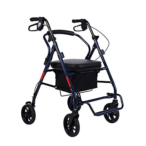 CHENJIA Trolebuses, multifunción Viejo Hombre Carretilla Plegable de carros, portátil Puede Sentarse Walker Resto Asiento móvil Carros de comestibles Compras con 4 Ruedas, de Carga: 100 kg