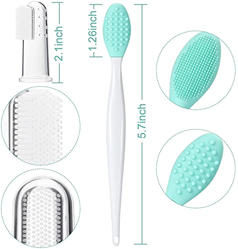 CHUANGOU Juego de 6 cepillos de Dientes para Mascotas con cepillos de Dientes para Perros y Gatos de Mango Largo Curvo para la mayoría de Las Mascotas