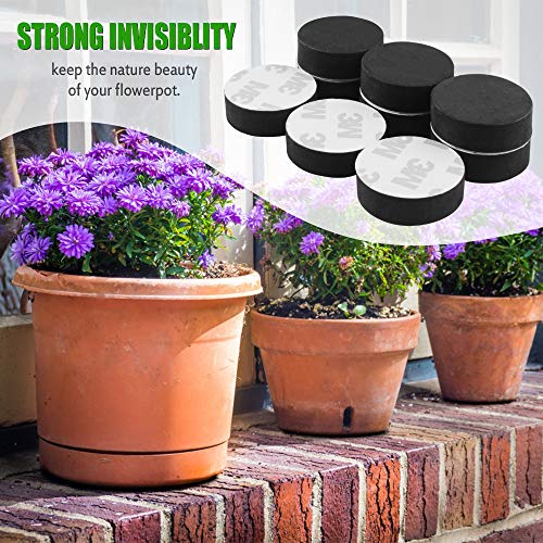 Chudian 50pcs Pies para Macetas Invisibles Pies, Elevadores de Macetas Elevadores de Espuma para Macetas de Flores Invisibles, Antideslizantes, para Macetas (3 x 1cm, Negrao)