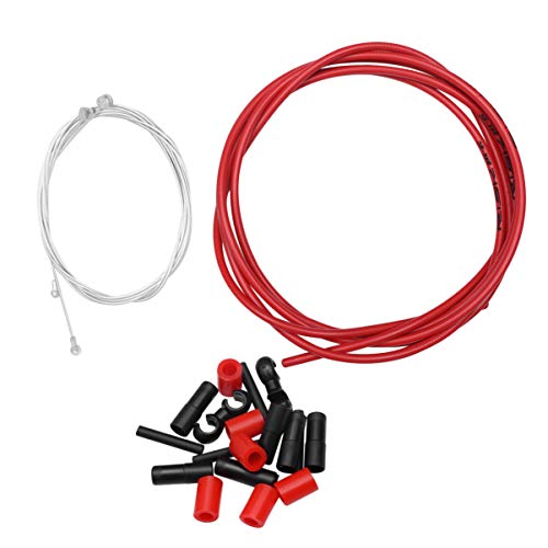 CLISPEED Cable de Freno de Bicicleta Cable de Freno de Bicicleta Profesional Cable de Engranaje Cable con Extremo de Cable Tapas de Casquillo Férula para Exterior Rojo