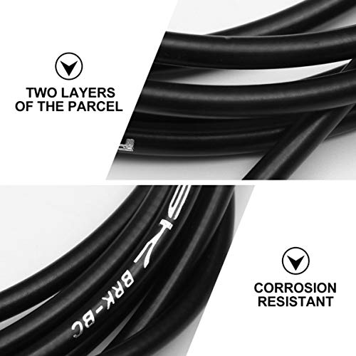 CLISPEED Cable de Freno de Bicicleta Cable de Freno de Bicicleta Profesional Cable de Engranaje Cable con Extremo de Cable Tapas de Casquillo Férula para Exterior Negro