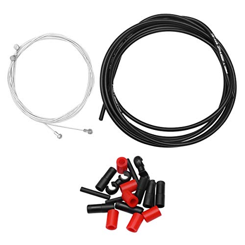 CLISPEED Cable de Freno de Bicicleta Cable de Freno de Bicicleta Profesional Cable de Engranaje Cable con Extremo de Cable Tapas de Casquillo Férula para Exterior Negro