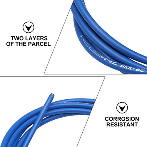 CLISPEED Cable de Freno de Bicicleta Línea de Freno de Bicicleta Profesional Cable de Cable de Engranaje con Extremo de Cable Engaste Tapas Férula para Exterior Azul