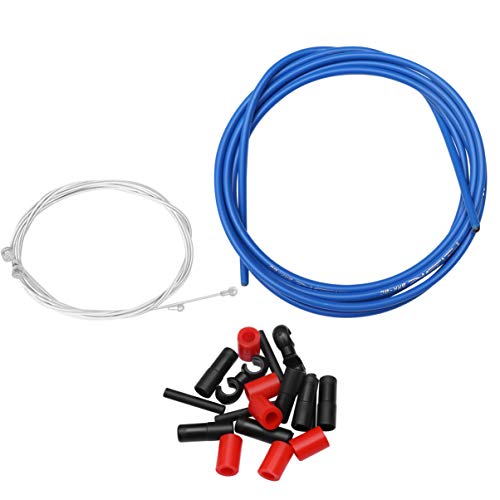CLISPEED Cable de Freno de Bicicleta Línea de Freno de Bicicleta Profesional Cable de Cable de Engranaje con Extremo de Cable Engaste Tapas Férula para Exterior Azul