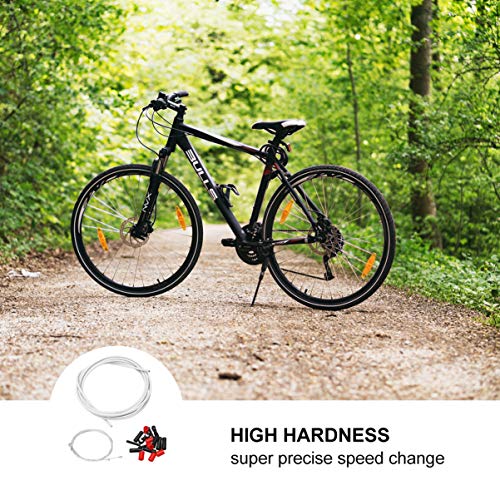 CLISPEED Cable de Freno de Bicicleta Línea de Freno de Bicicleta Profesional Cable de Cable de Engranaje con Extremo de Cable Tapas de Prensa Férula para Exterior Blanco