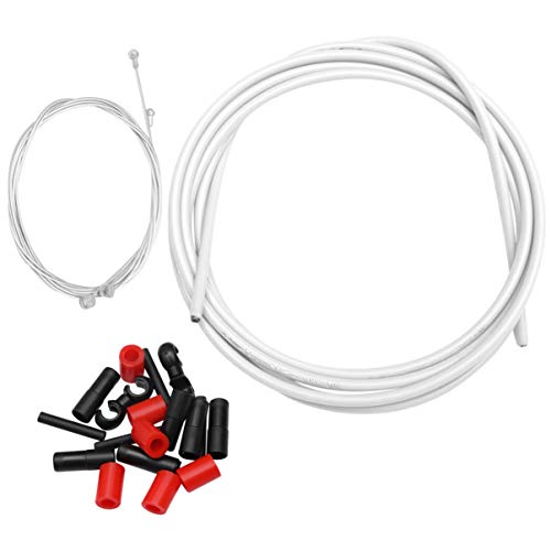 CLISPEED Cable de Freno de Bicicleta Línea de Freno de Bicicleta Profesional Cable de Cable de Engranaje con Extremo de Cable Tapas de Prensa Férula para Exterior Blanco