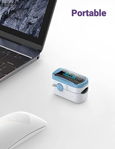 CocoBear - Oxímetro de Pulso con Monitor de Saturación de Oxígeno Sanguíneo con Bolsa de Transporte, Baterías y Cordón (A)