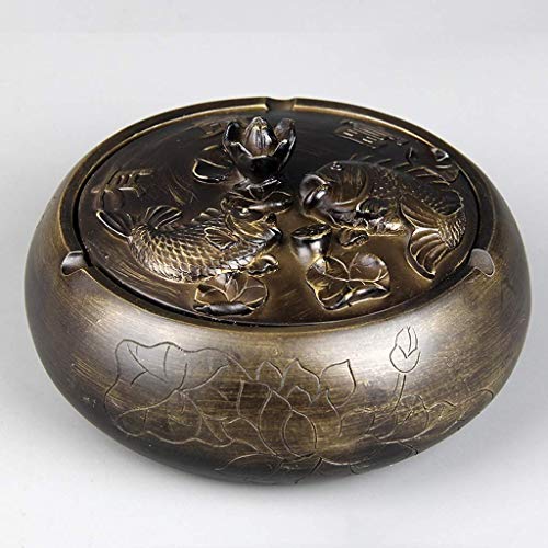 COLiJOL Los Titulares de Cigarrillos Colilla Cubo de Cigarrillos en Relieve Cenicero con Tapa Principal Ornamento de la Cenicero 16 * 16 * 8.5Cm