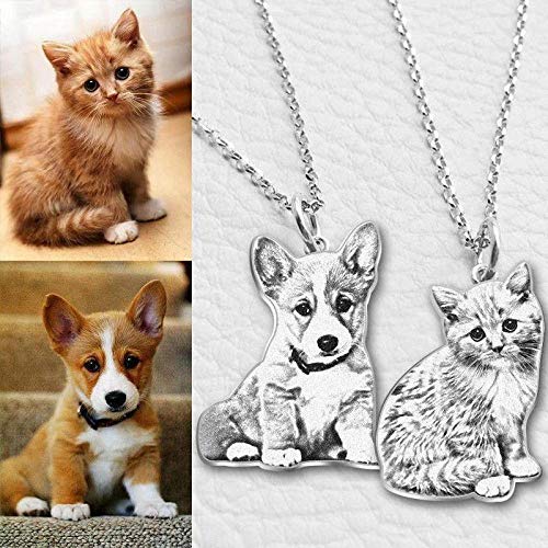 Collar de fotos personalizado chapado en plata con imagen y texto grabado, regalo de recuerdo para los amantes de las mascotas