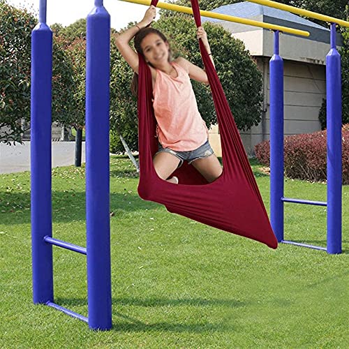 Columpio De Terapia De Interior For Niños Y Adolescentes Tela Colgante Infantil Jardin Exterior con Necesidades Especiales con Autismo Capacidad (Color : Wine Red, Size : 100x280cm)