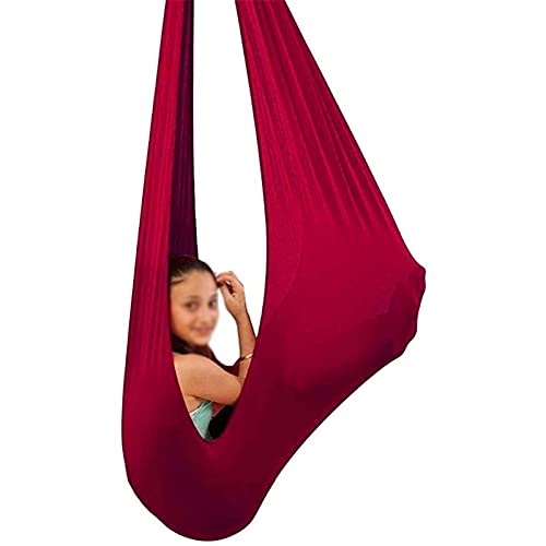 Columpio De Terapia De Interior For Niños Y Adolescentes Tela Colgante Infantil Jardin Exterior con Necesidades Especiales con Autismo Capacidad (Color : Wine Red, Size : 100x280cm)