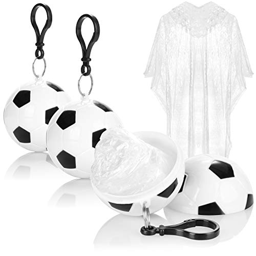 com-four® 3X Poncho de Lluvia con balón de fútbol - Poncho de Emergencia desechable para conciertos, estadios y Caminatas