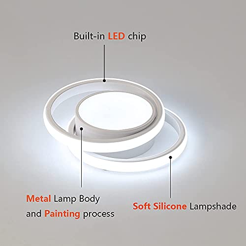 Comely Plafon Led Techo, 32W Moderna Lámpara de Techo LED, 2500LM Blanco Frío 6000K, Redondo Luz de Techo del para Corredor Baño Cocina Sala de Estar Dormitorio Pasillo, Largo 28cm