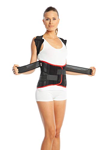 Corrector de postura, corrector espalda ortopédica de grado médico, tallas pequeña, mediana, grande, XL y XXL. Apoyo inferior y superior de la espalda (S (70-80 cm), negro)