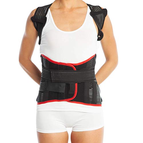 Corrector de postura, corrector espalda ortopédica de grado médico, tallas pequeña, mediana, grande, XL y XXL. Apoyo inferior y superior de la espalda (S (70-80 cm), negro)