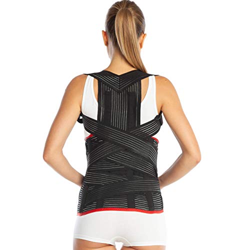 Corrector de postura, corrector espalda ortopédica de grado médico, tallas pequeña, mediana, grande, XL y XXL. Apoyo inferior y superior de la espalda (S (70-80 cm), negro)