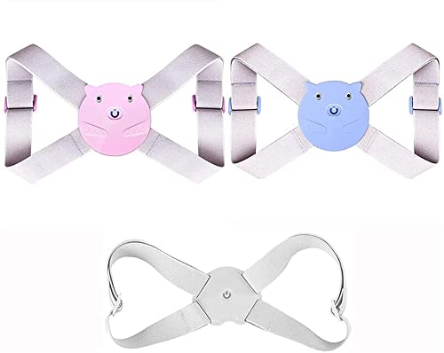 Corrector de postura de espalda para hombres, mujeres y niños, recordatorio de vibración con sensor inteligente, corrector de postura inteligente, correas de soporte ajustables (color: azul) (azu
