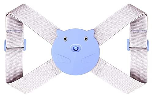 Corrector de postura de espalda para hombres, mujeres y niños, recordatorio de vibración con sensor inteligente, corrector de postura inteligente, correas de soporte ajustables (color: azul) (azu