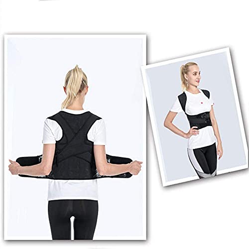 Corrector de postura de espalda para mujeres y hombres, dispositivo de postura de cifosis de hombro, mejora la postura y proporciona soporte lumbar para el dolor de espalda inferior y superior, negro,