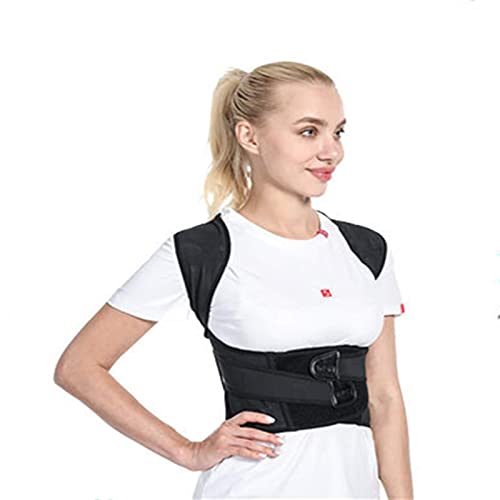 Corrector de postura de espalda para mujeres y hombres, dispositivo de postura de cifosis de hombro, mejora la postura y proporciona soporte lumbar para el dolor de espalda inferior y superior, negro,