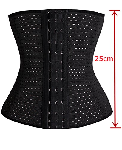 Corsé de cintura para entrenar y perder peso de Dodoing; moldeador deportivo del cuerpo, control del abdomen, cinturón quemador de grasa, faja tipo body., mujer, negro, M/Waist 26.7-29inch