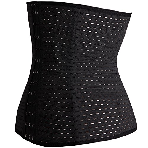 Corsé de cintura para entrenar y perder peso de Dodoing; moldeador deportivo del cuerpo, control del abdomen, cinturón quemador de grasa, faja tipo body., mujer, negro, M/Waist 26.7-29inch