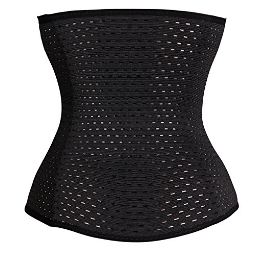 Corsé de cintura para entrenar y perder peso de Dodoing; moldeador deportivo del cuerpo, control del abdomen, cinturón quemador de grasa, faja tipo body., mujer, negro, M/Waist 26.7-29inch