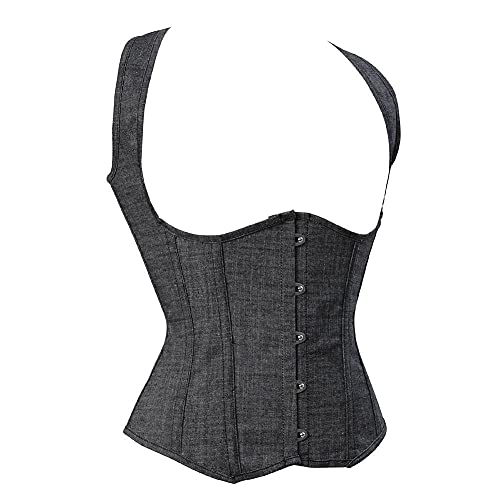 Corset Corsé Mujer Underbust Corset Women S Denim Tight Lace Up Deshuesado Cowgirl Corsets Correas Chaleco Steampunk Tallas Grandes Fiesta De Baile Bustier Costume-6Xl
