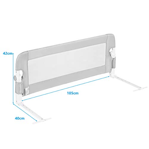 COSTWAY Riel de Cama Plegable Barandilla para la Cama Protección para Bebé Barrera de Cama para Cama Individual/Cama Matrimonial (105x42cm, Gris)