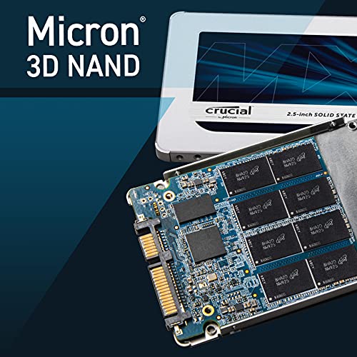 Crucial MX500 500GB CT500MX500SSD1 Unidad interna de estado sólido-hasta 560 MB/s (3D NAND, SATA, 2.5 Pulgadas)