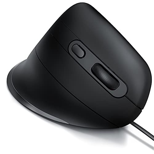 CSL – Ratón Vertical óptico con Cable USB - Diseño ergonómico - Cuida los Brazos Evita el Codo de tenista - Leds Laterales - Plug and Play - Apto para diestros - Compatible con Mac y Windows