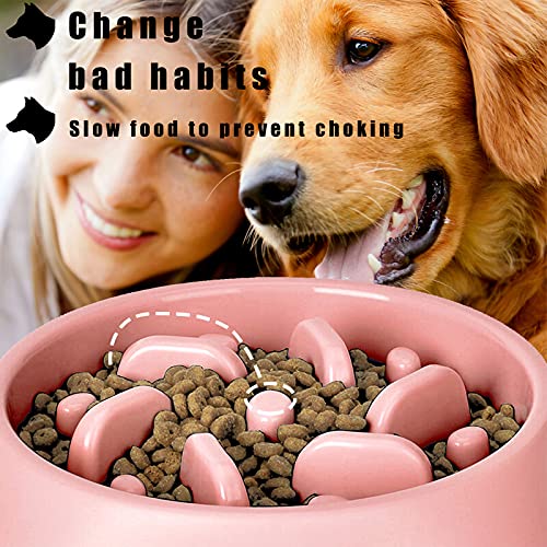 Cuenco para Perro con alimentación Lenta, Antigulping sin Asfixia Comedero, Alargar el Tiempo de Comer, Prevenir Diversas Enfermedades Causadas por Comer Demasiado Rápido (Rosa)