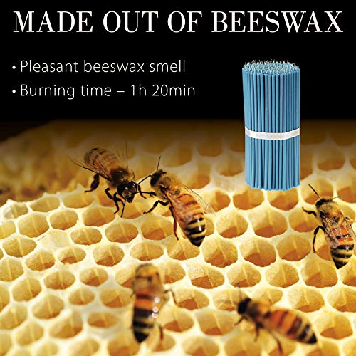 Danilovo 100 velas de cera de abeja turquesa – Velas ortopédicas para oración, rituales, decoración de mesa de boda – antigoteo, largas, productos sostenibles, N60, altura: 19,5 cm, diámetro: 7 mm