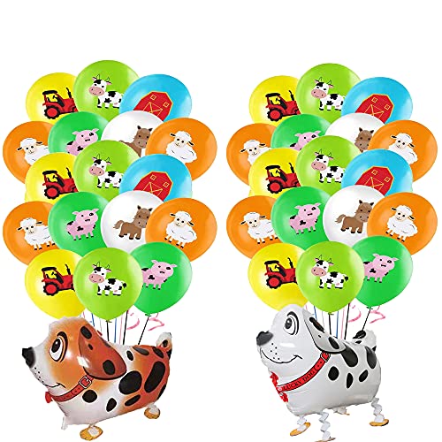 Decoracion Cumpleaños Animales Granja Globos Animales Caminando Cumpleaños Globos de Aluminio 32 Piezas para Niños Decoraciones de Fiestas temáticas de Animales