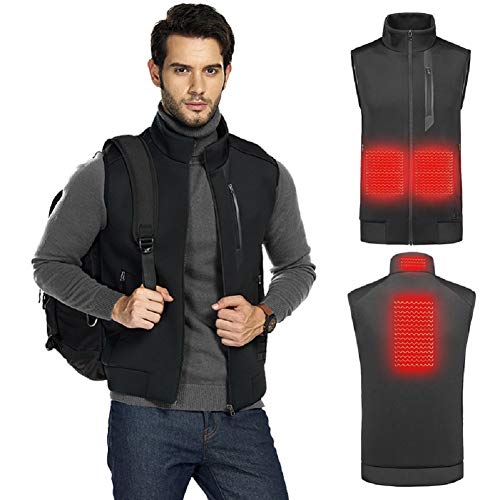 DEKINMAX Chaleco Calefactable Hombre y Mujer USB Chaleco Térmico Eléctrico Chaleco Calefactor Lavable Temperatura Ajustable para Invierno(Sin Batería) (S)