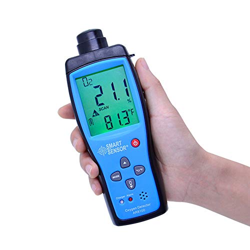 Detector de gas oxígeno Monitor de medidor de O2 0~25% VOL Analizador de prueba de oxígeno de mano con batería Sonido y luz Alarma de vibración Monitor de calidad del aire interior