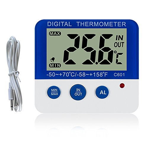Digital congelador/refrigerador termómetro con imán y Stander Gellman Digital congelador termómetro con LED Indicador de alarma Max/Min congelador de memoria Termómetro