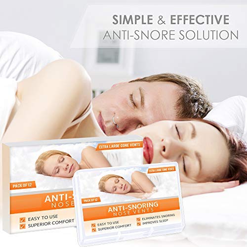Dilatador nasal Nose Relief - (Paquete de 12 tamaños extra grandes) Ventilaciones duras de silicona - Solución sencilla para los que respiran por la nariz - por Mobi Lock Beauty