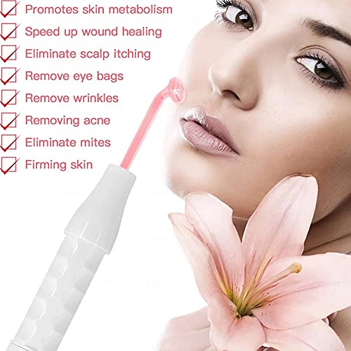 Dispositivo de Belleza Corporal de Alta Frecuencia de Mano Profesional para el Cuidado de la Cara y la Piel para Quitar Arrugas, Acné y Alopecia con 4 electrodos (Melocotón)