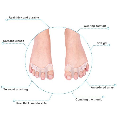 Doact Separadores de Dedos del Pie de Gel Separador de Dedos del Pie (1 Pares) para Hallux Valgus Hammer Tratamiento de los Dedos del Pie, Alivio de la Dolor en el Pie