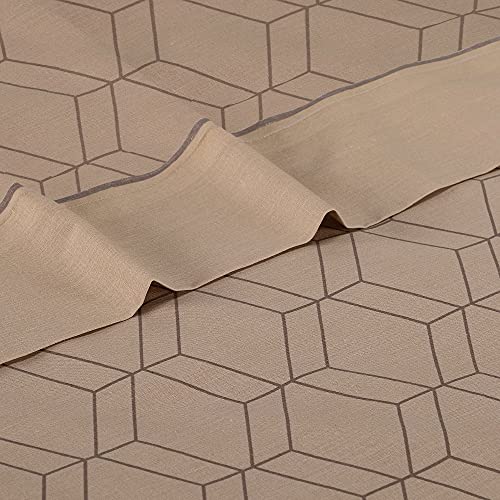 Don Descanso-Juego de Sábanas 4 Piezas GEA Beig para Cama de 180cm. Set de sábanas (1xBajera, 1xEncimera y 2xFunda de Almohada) Tejido Polycotton Suave y Transpirable. Lavable 30º y Fácil Planchado