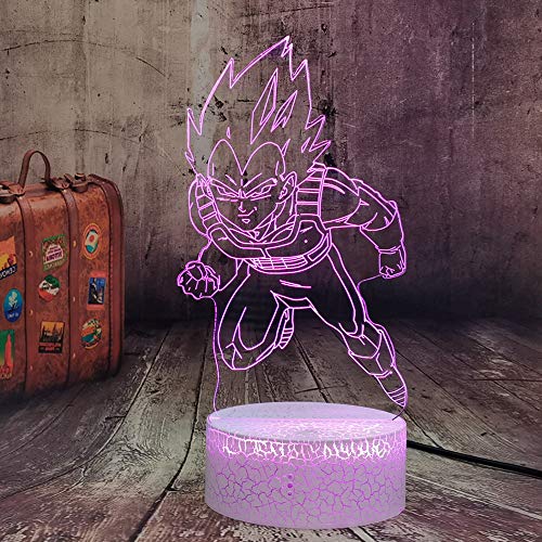 Dragon Ball Z Super Saiyajin Dios Goku Vegeta - Lámpara LED de 7 colores con mando a distancia, lámpara de mesa para niños, lámpara de mesa para niños, luz nocturna, regalo para adolescentes