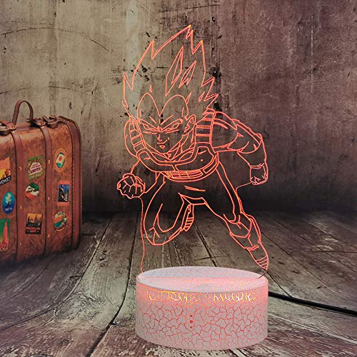 Dragon Ball Z Super Saiyajin Dios Goku Vegeta - Lámpara LED de 7 colores con mando a distancia, lámpara de mesa para niños, lámpara de mesa para niños, luz nocturna, regalo para adolescentes