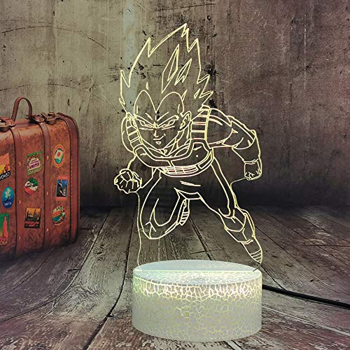 Dragon Ball Z Super Saiyajin Dios Goku Vegeta - Lámpara LED de 7 colores con mando a distancia, lámpara de mesa para niños, lámpara de mesa para niños, luz nocturna, regalo para adolescentes