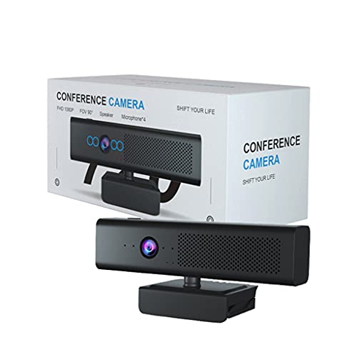 DROHOO 1080P 3-en-1 Cámara de Altavoz Micrófono Incorporado Cubierta de privacidad Cubierta de privacidad de Alta definición Completa Webcame para botón de Silencio Cubierta de privacidad, Negro