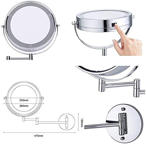 DTKJ Espejo del cuarto de baño del hogar, brazo armado libre-giratorio de Venus Cardiaculum con pilas por perforación