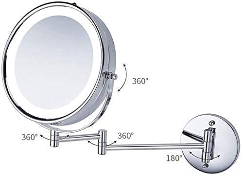 DTKJ Espejo del cuarto de baño del hogar, brazo armado libre-giratorio de Venus Cardiaculum con pilas por perforación