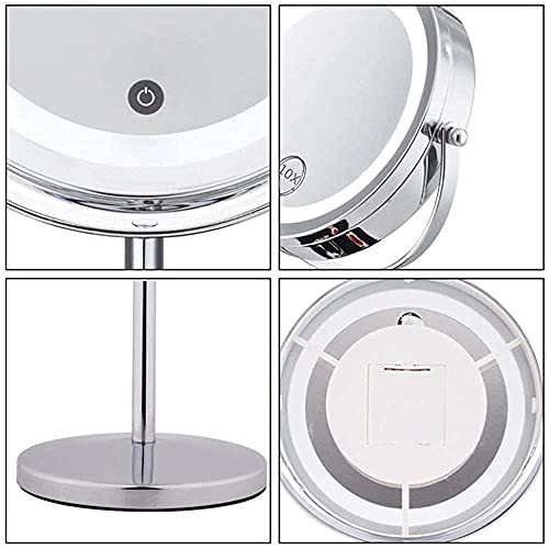 DTKJ Various Corp. Espejo, Xiaoqiang Light Venus Cagon 360 Doble Ronda Espejo De Acoplamiento Para Afeitar En Dormitorio (COLOR: Plata, Tamaño: 10x)