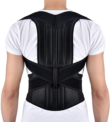 Ducomi Active Corrector de Postura de Espalda Transpirable y Ajustable, Soporte, Banda Lumbar Postural para Hombre y Mujer - Busto de Apoyo Hombros Rectos Cinturón Abdominal (Azul, 3XL)
